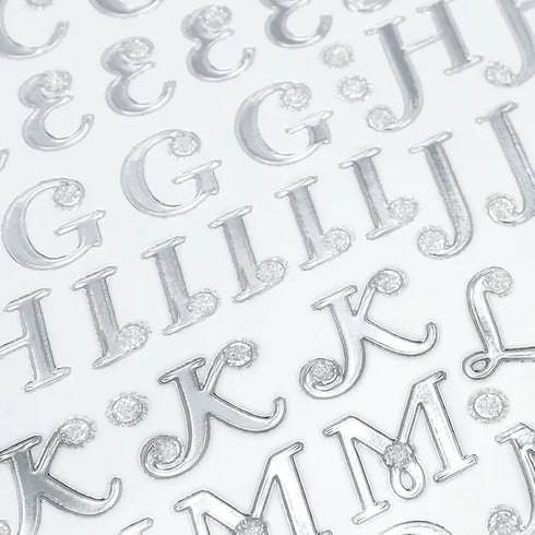 Silver Glitter Capital Alphabet Stickers